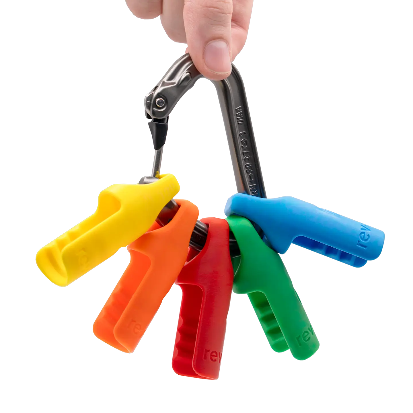Verstauen der Schutzkappen am Karabiner IceScrewProtector IceScrew Eisschraube PETZL Revolix Schutzkappe Protective Cap Protective Cover